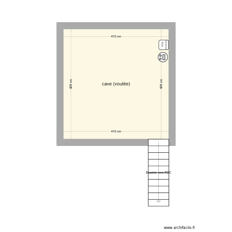 Cave Trooz. Plan de 1 pièce et 18 m2