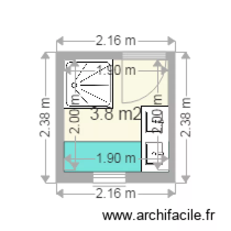 sdb etage sous pente. Plan de 