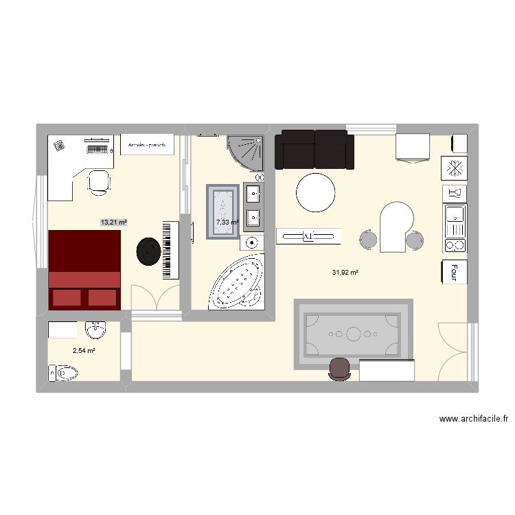 plan appart t2 manel maria. Plan de 4 pièces et 55 m2