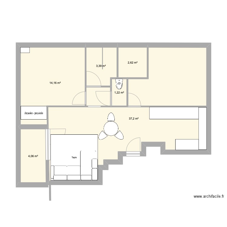 Appartement Toulouse. Plan de 6 pièces et 63 m2