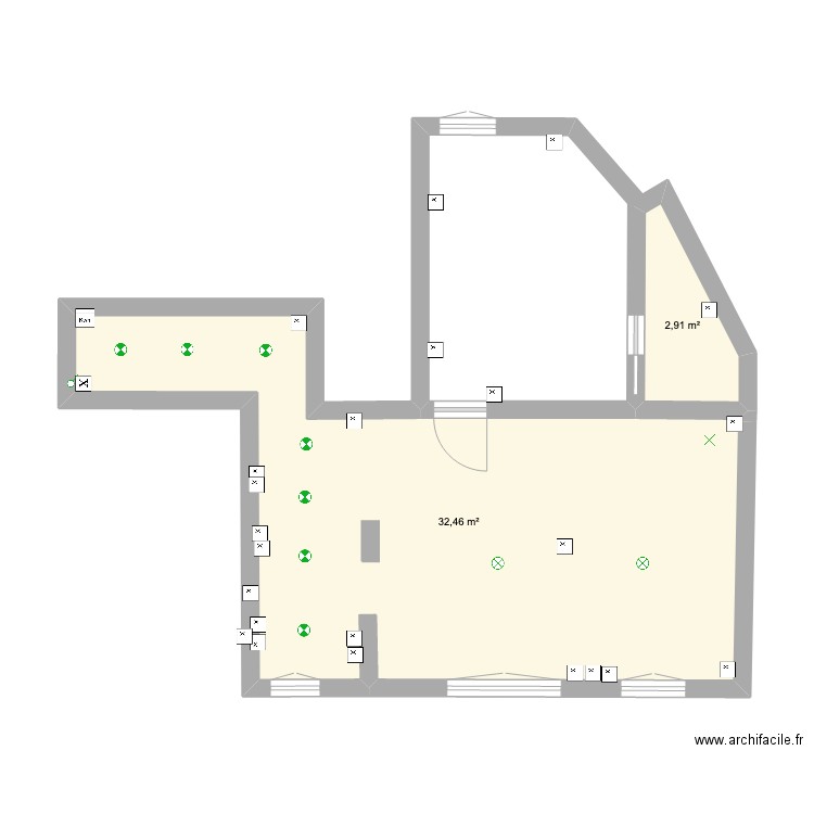 issy. Plan de 2 pièces et 35 m2