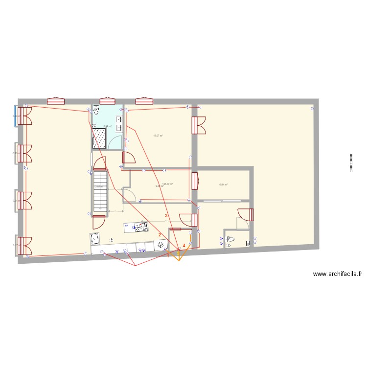 Appart niveau 1 PC et lignes dédiées. Plan de 0 pièce et 0 m2