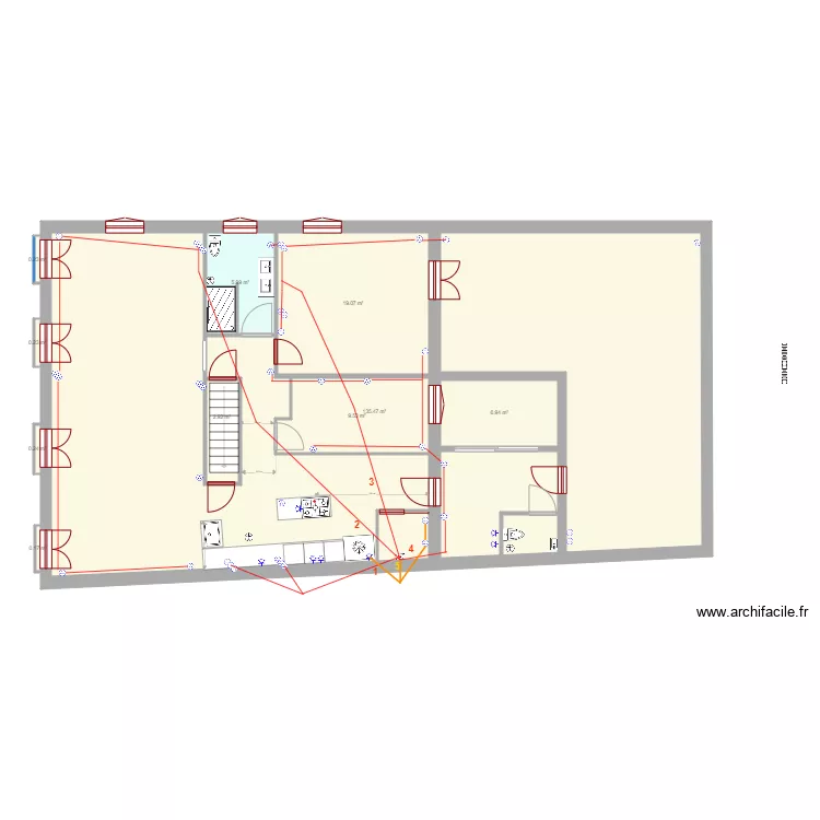 Appart niveau 1 PC et lignes d&eacute;di&eacute;es. Plan de 
