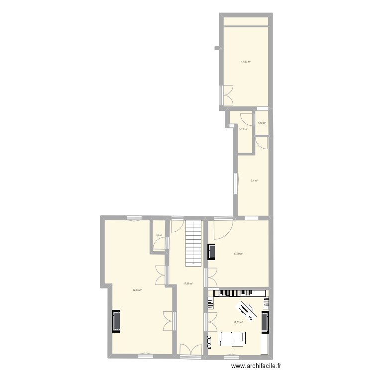 Maraussan maison. Plan de 9 pièces et 119 m2