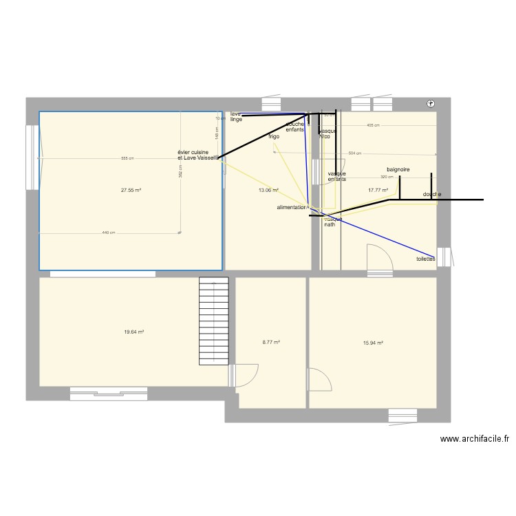 Plan plomberie eau circuit sanitaire Cestas . Plan de 0 pièce et 0 m2