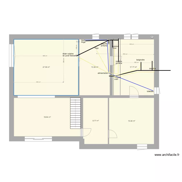 Plan plomberie eau circuit sanitaire Cestas . Plan de 