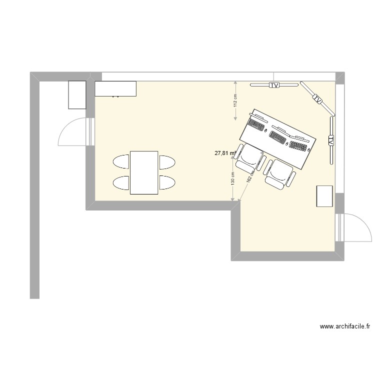 recytech. Plan de 1 pièce et 28 m2