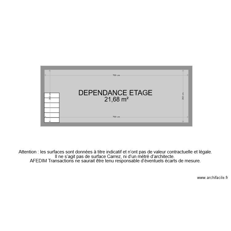 BI 7917 DEPENDANCE ETAGE . Plan de 1 pièce et 22 m2