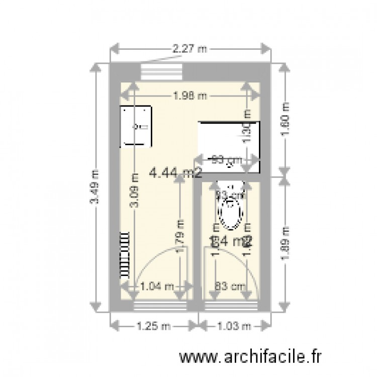 plan SDB actuel MALLET. Plan de 0 pièce et 0 m2