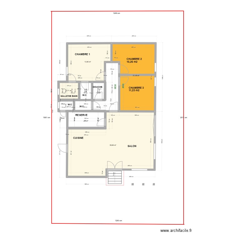 Nsele03042023. Plan de 4 pièces et 77 m2