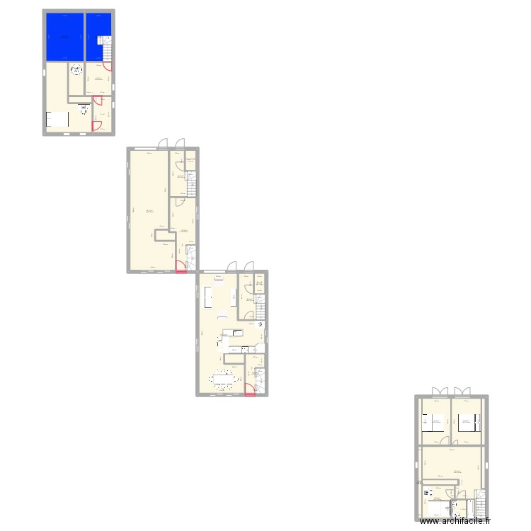 Version existante Maison. Plan de 26 pièces et 255 m2