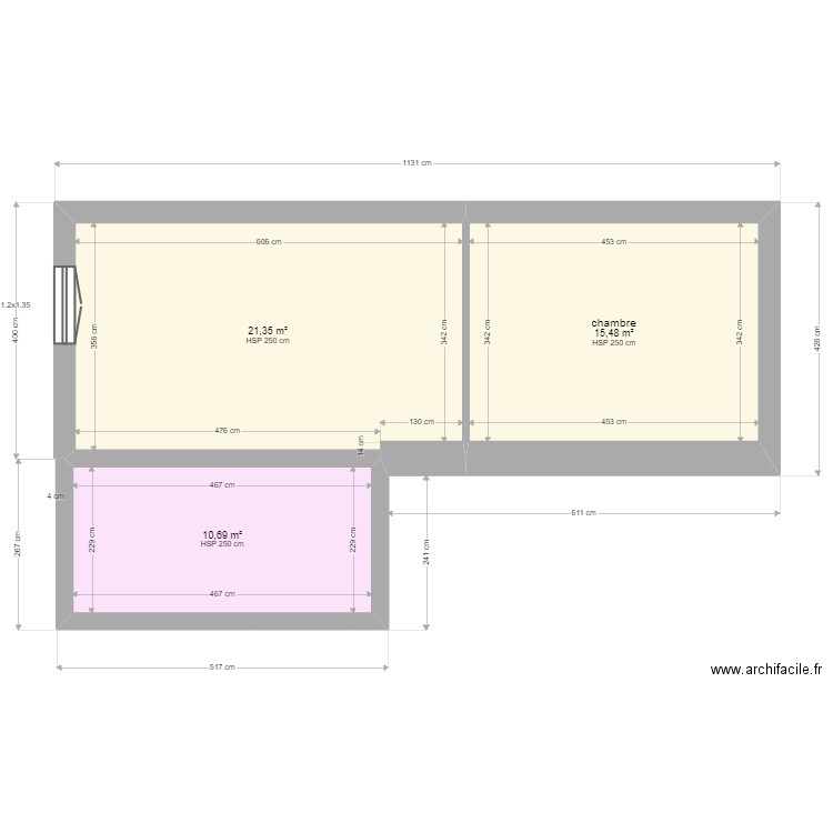 TEST TARTOUF. Plan de 3 pièces et 48 m2