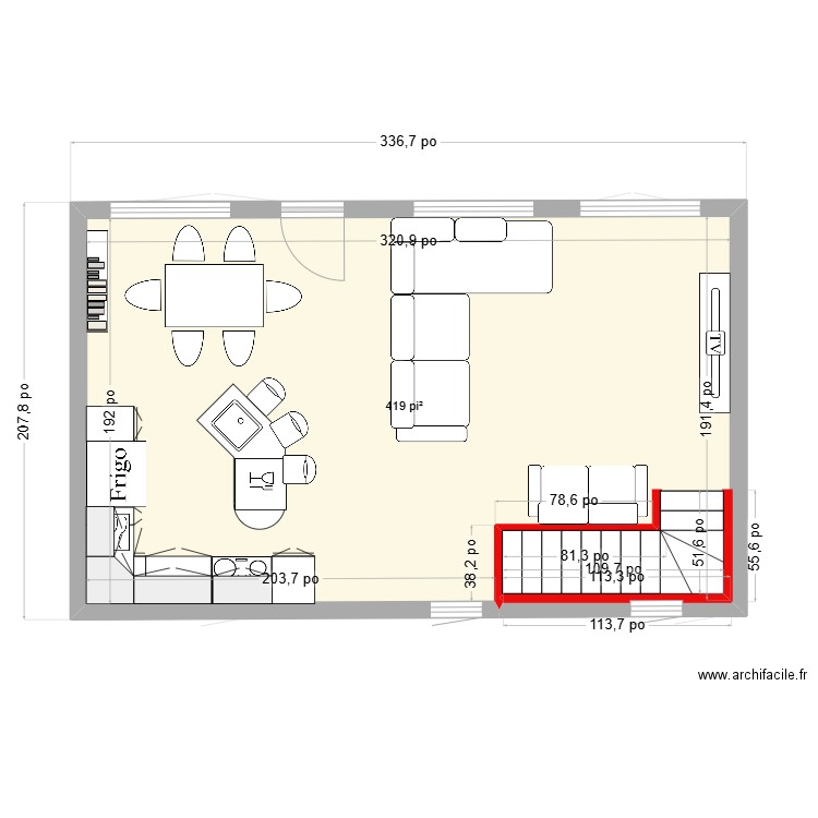 emy sous sol porte tassé. Plan de 7 pièces et 76 m2