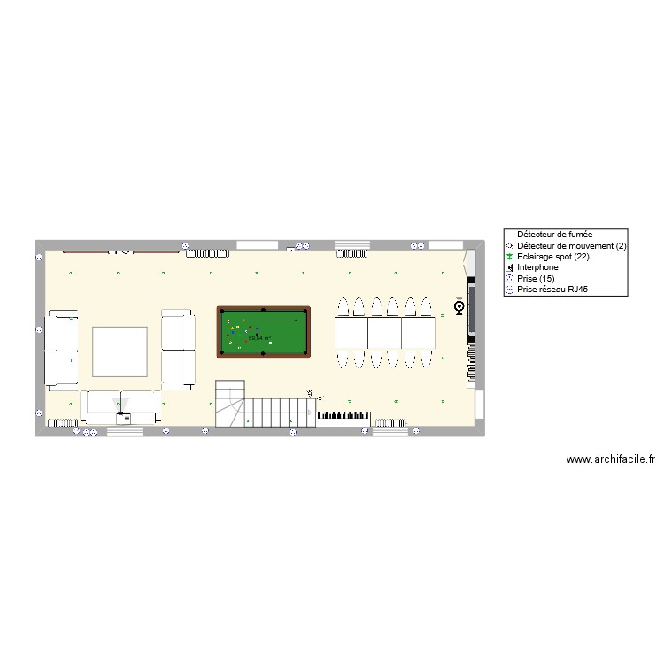 SALON. Plan de 1 pièce et 60 m2