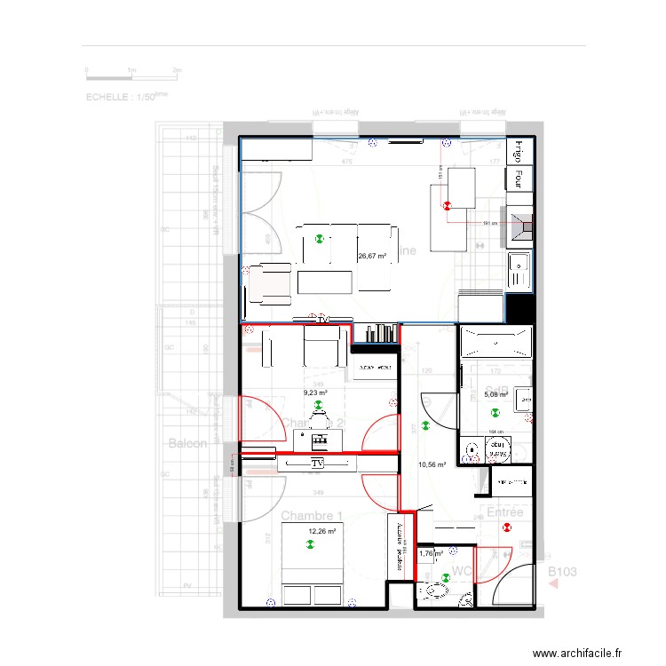 B103 - VR - AVEC MEUBLES. Plan de 0 pièce et 0 m2