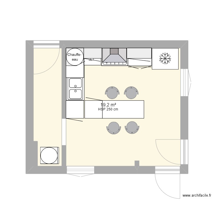 CUISINE. Plan de 1 pièce et 19 m2