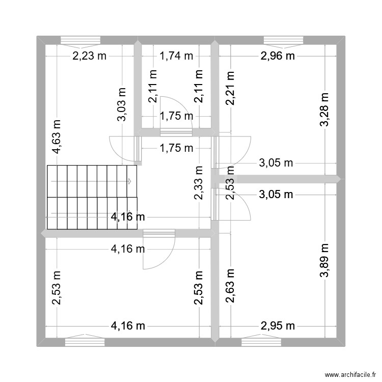 2eme Etage. Plan de 4 pièces et 50 m2