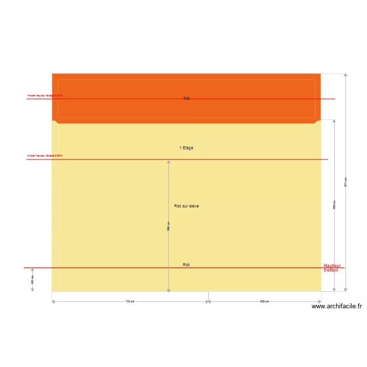 plan fa&ccedil;ade cote gauche  2025. Plan de 