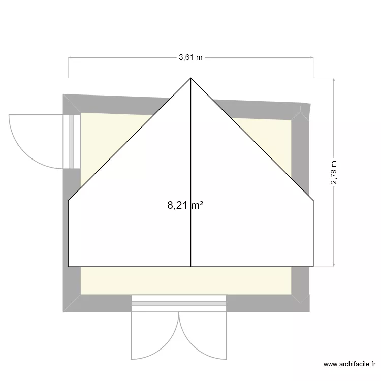cabane de jardin. Plan de 1 pièce et 8 m²