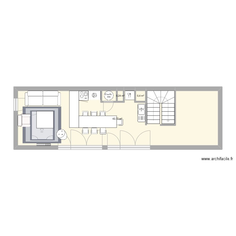appart Montaudran. Plan de 3 pièces et 43 m2