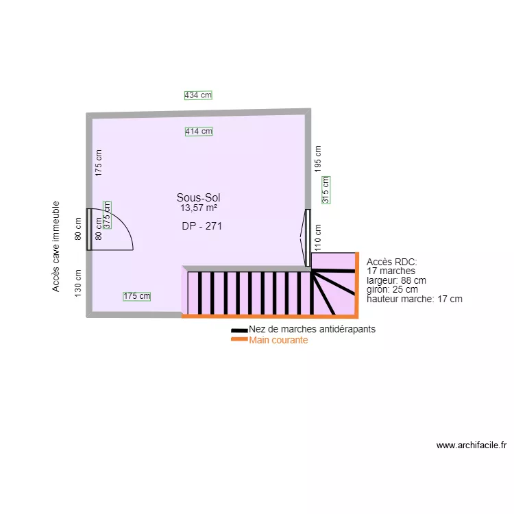 LES SAVEURS BERBERES SOUS SOL AVANT TRAVAUX. Plan de 