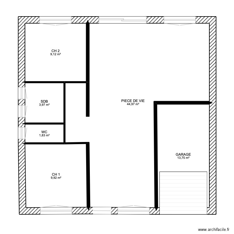 PLAN GIRAUDEAU. Plan de 6 pièces et 84 m2