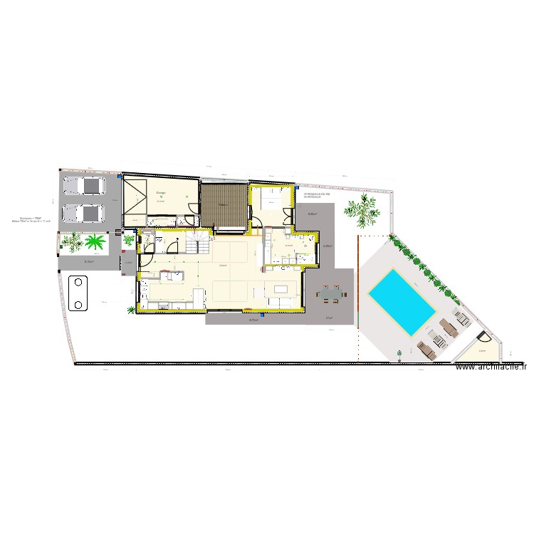 Terrasses extérieures. Plan de 15 pièces et 333 m2