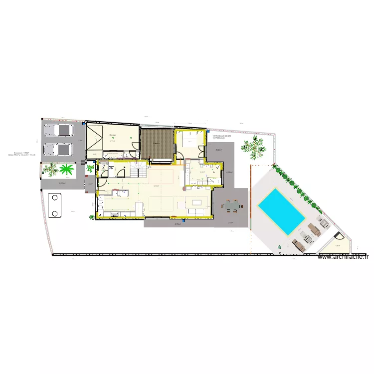 Terrasses ext&eacute;rieures. Plan de 