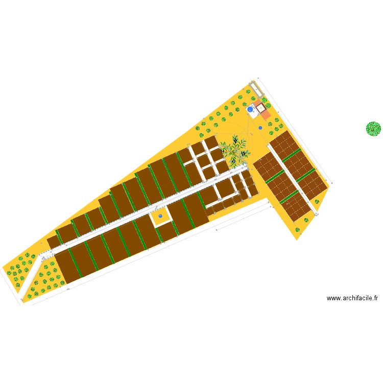 Jardin partagé V13 poulailler haie forage 10 04 22 1240. Plan de 2 pièces et 24 m2