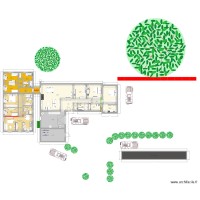 2 maisons avec haies voitures