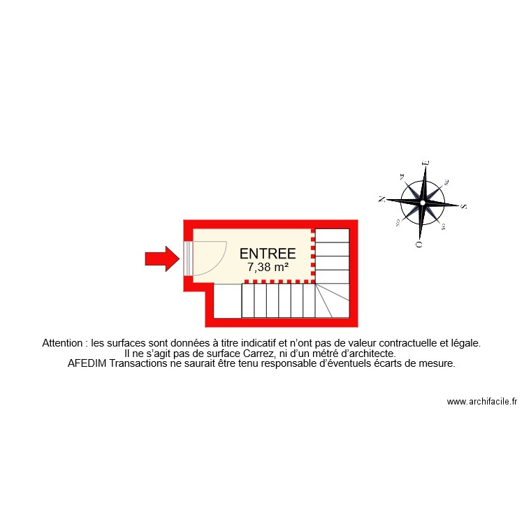 BI 8646 RDC NIVEAU 1. Plan de 1 pièce et 7 m2