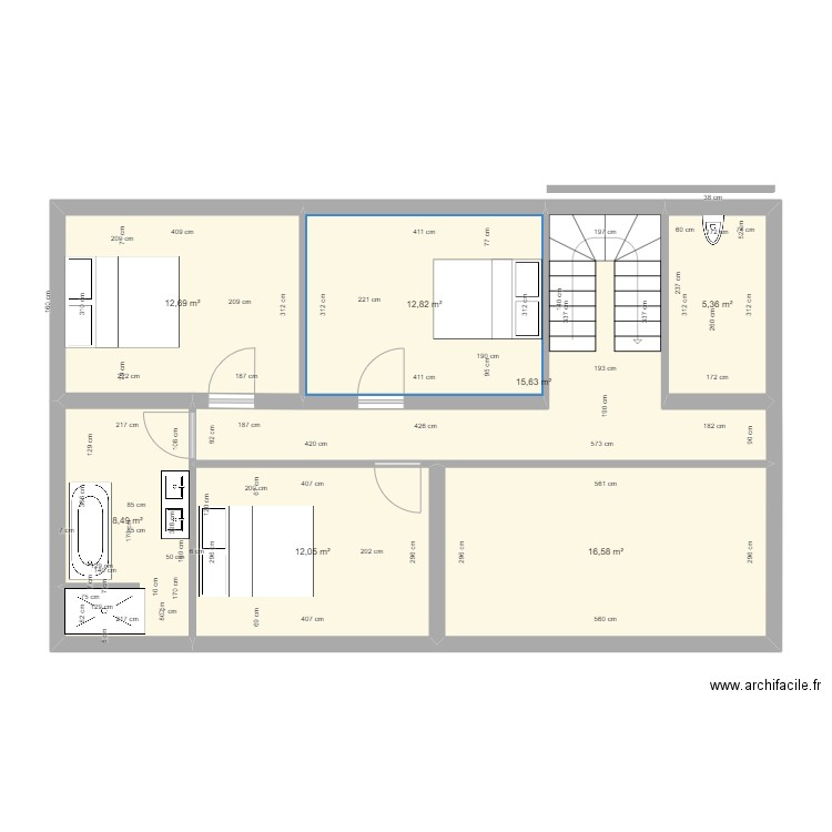 ETAGE PROJET. Plan de 7 pièces et 84 m2