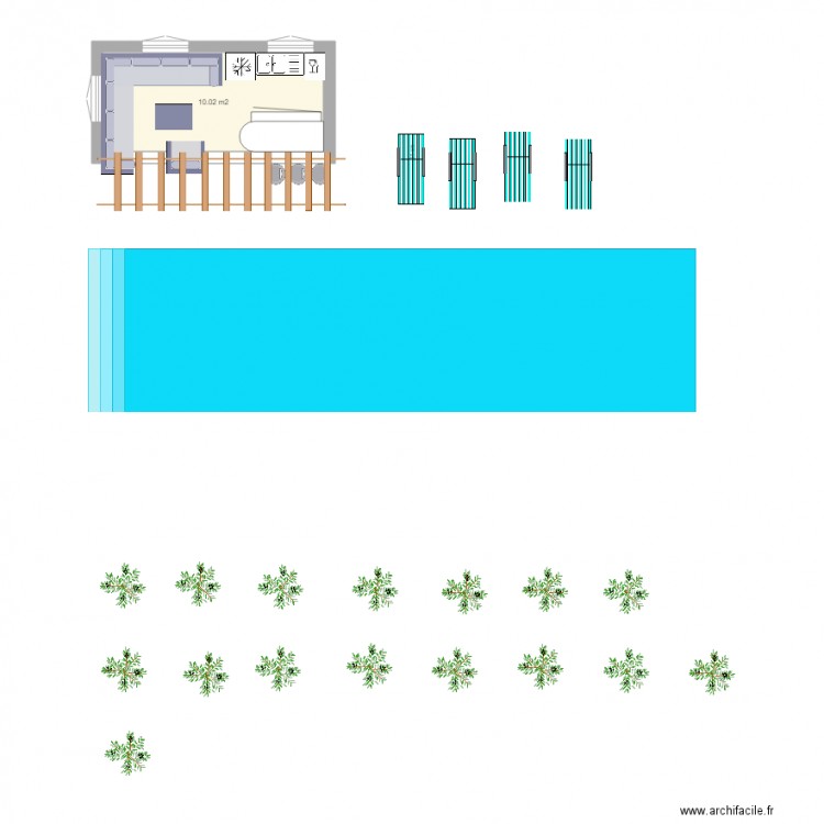 POOL HOUSE V4. Plan de 1 pièce et 10 m2