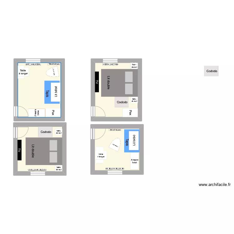 Chambre b&eacute;b&eacute;. Plan de 
