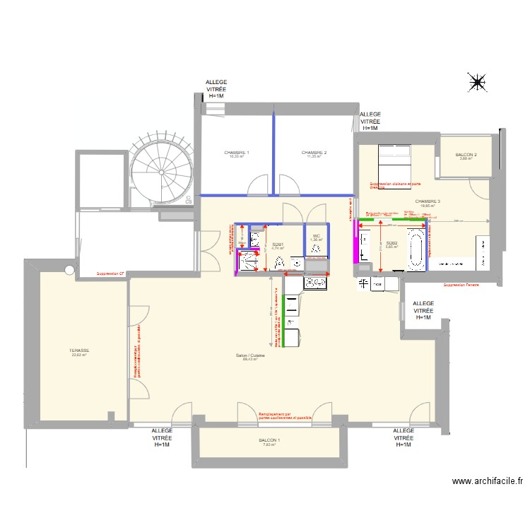 Plan Open Sky TMA v2. Plan de 15 pièces et 204 m2