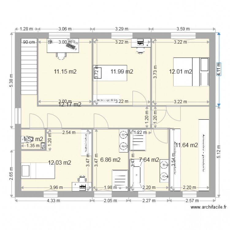 Etage 5 maison 1121 ouvrants non corrigés. Plan de 0 pièce et 0 m2
