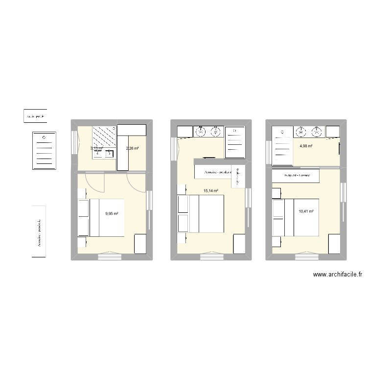 Extension2. Plan de 6 pièces et 46 m2