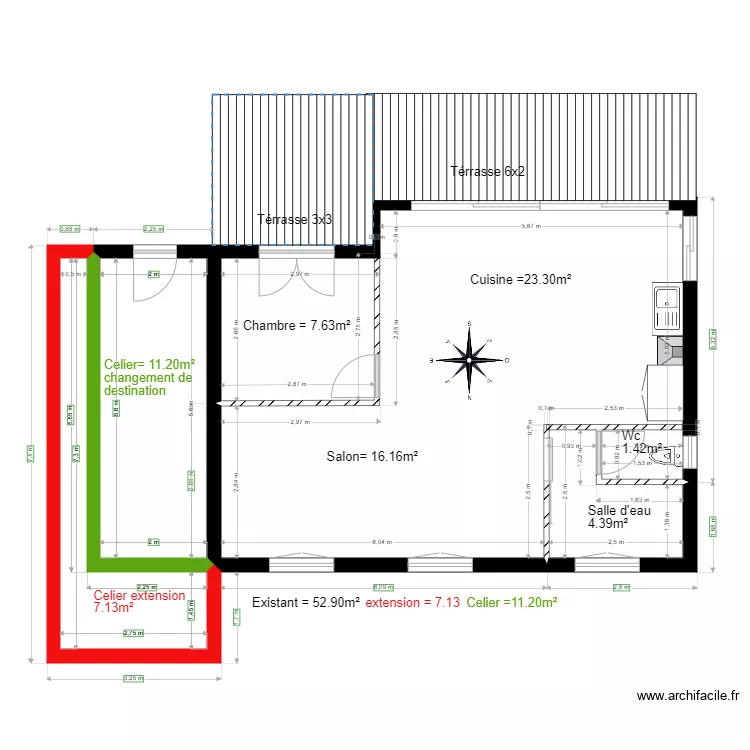 Existant   changement de destination                     Richard chalet 32. Plan de 