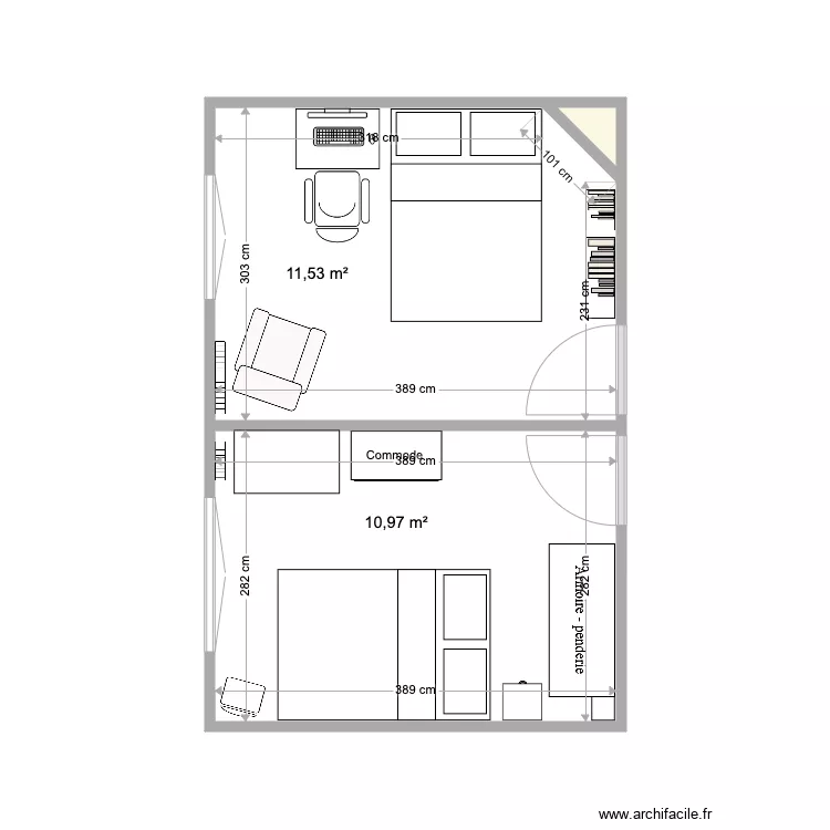 Chambre 1 light . Plan de 