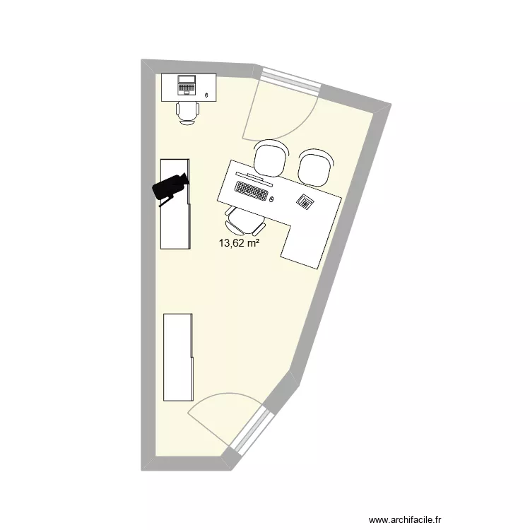 bureau RR DT OCCITANIE. Plan de 1  et 14 m²