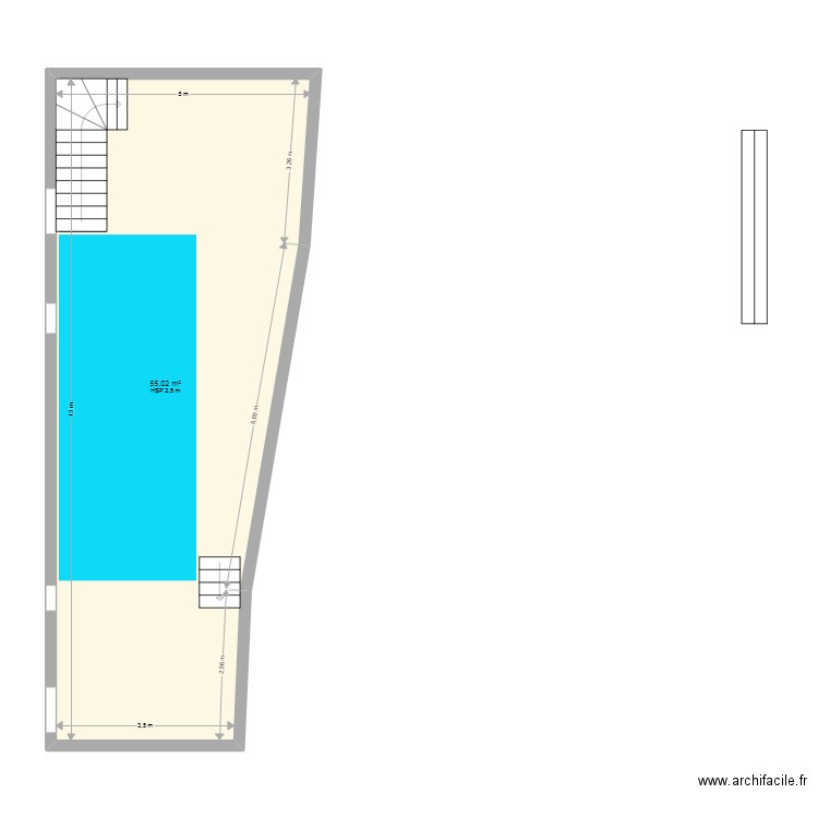 GB . Plan de 1 pièce et 55 m2