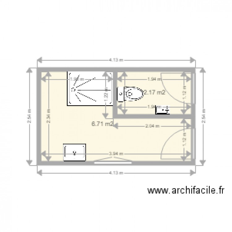 Salle de bains étages 1 et 2. Plan de 0 pièce et 0 m2