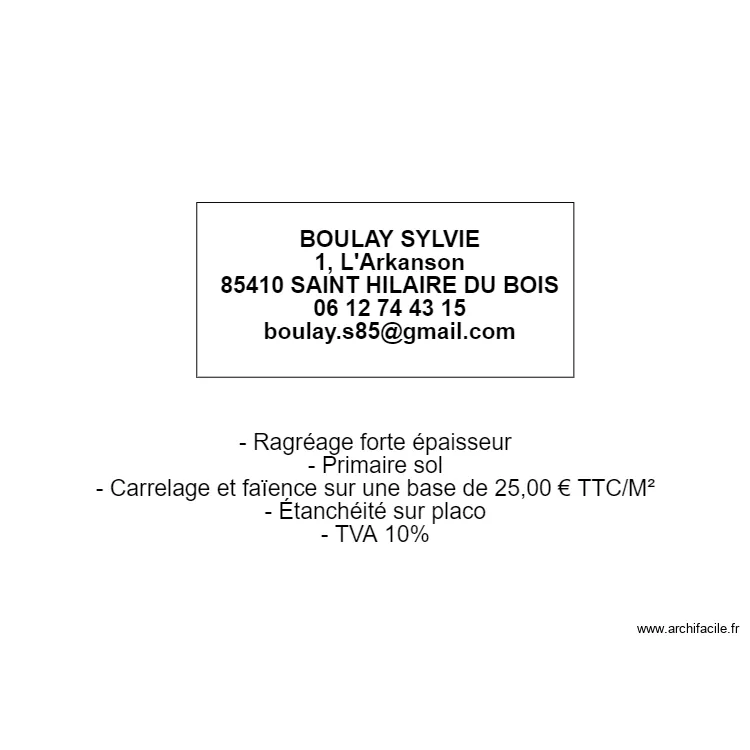 FICHE DEVIS BOULAY. Plan de 