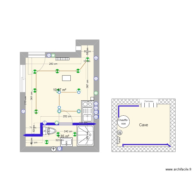 Appartement. Plan de 3 pièces et 19 m2