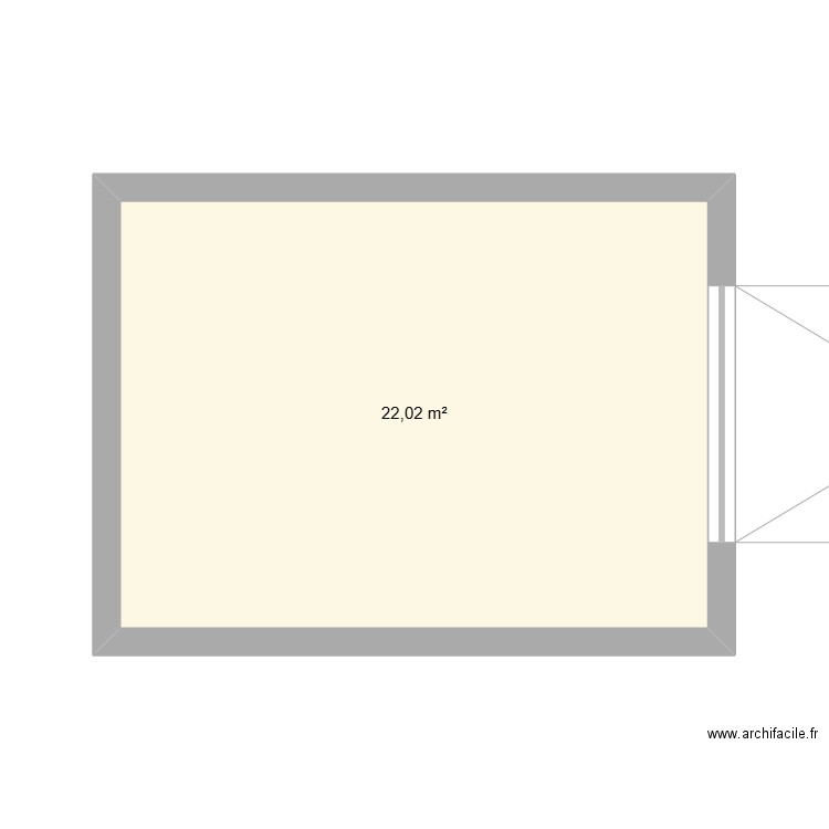 garage. Plan de 1 pièce et 22 m2