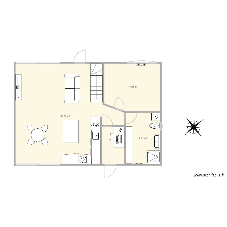 los masos 60 m2. Plan de 0 pièce et 0 m2