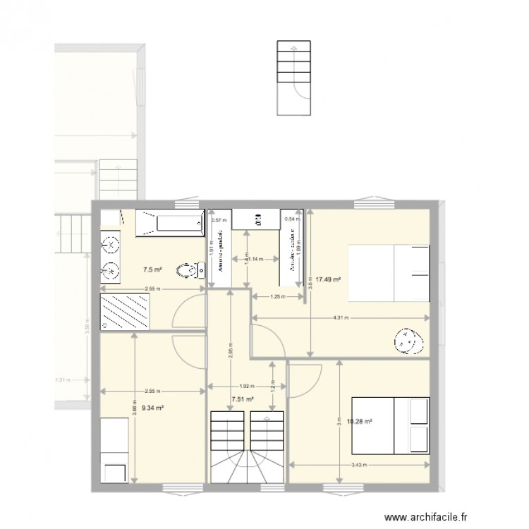 plan etage avec buanderie 2 solution . Plan de 0 pièce et 0 m2