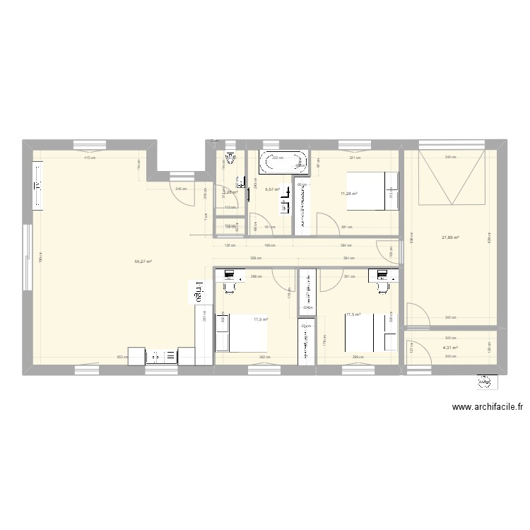 Maison 1 Epervans. Plan de 8 pièces et 124 m2