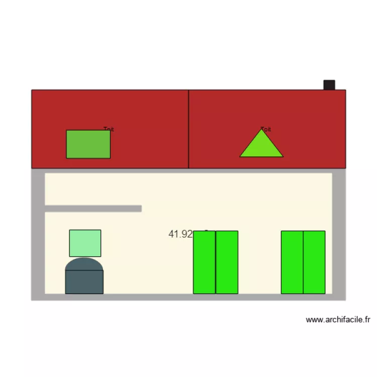 Mur ouest 42 et lucarne chien assis . Plan de Mur ouest 42 et lucarne chien assis . Plan de