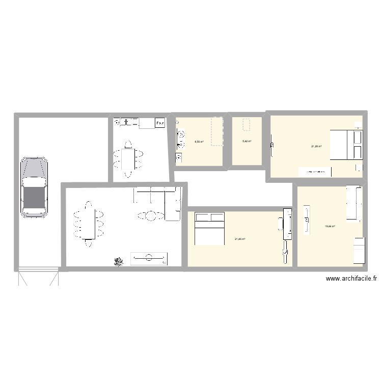 Cybélia 2. Plan de 5 pièces et 76 m2